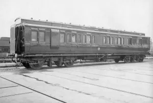 Print of a converted rail carriage used as an emergency canteen, 1941