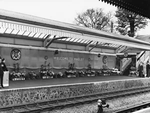 Royal Tour of Worcestershire & Herefordshire - Station Decorations at Hagley, April 1957 Royal Tour of Worcestershire & Herefordshire - Station Decorations at Hagley, April 1957