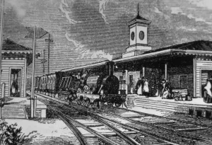 Print of Maidenhead (Dumb Bell Bridge) Station, circa 1850
