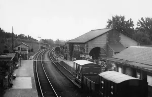 Vintage Railway Stations UK Prints: Newnham on Severn Station and Goods Shed, Gloucestershire, c. 1910