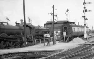 Prints of A view of Taunton station in Somerset, c.1950s, seen here with locomotives no. 6829 and 7029. Taunton station opened in July 1842 with an unconventional design Somerset Station Prints: Taunton Station Print, 1950s