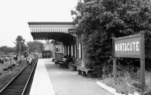 Prints of Unfortunately there is no caption on the back of this photograph taken of Montacute Station in 1962 Somerset Station Prints: Montacute Station Print, Somerset 1962