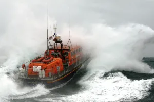 RNLI Prints: Poole Tyne Class Lifeboat Print in Rough Seas