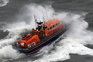Mumbles Tyne class lifeboat Babs and Agnes Robertson 47-019 on exercise in rough seas Mumbles Tyne class lifeboat Babs and Agnes Robertson 47-019 on exercise in rough seas
