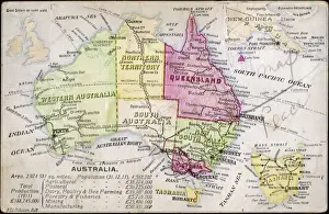Historical Maps Of Australia Prints: 1911 Map of Australia