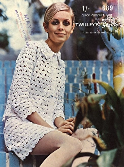 1960s knitting crochet pattern for dress modelled by Twiggy 1960s knitting crochet pattern for dress modelled by Twiggy