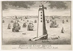 Historic English Lighthouses Prints: 2nd Eddystone Lighthouse