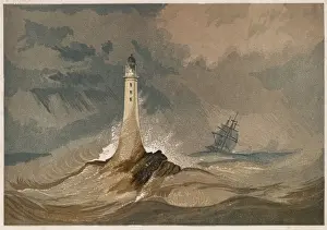 Print of the 3rd Eddystone Lighthouse in Stone