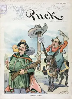William Jennings Bryan Cartoon Prints: Never again