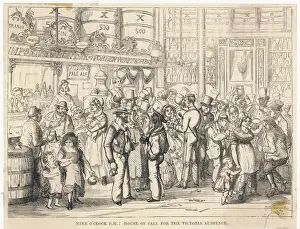 Prints of The busy interior of a London pub near the Old Vic Theatre, at nine o clock in the evening Theatre Prints: London Pub Interior Print at 9 O'Clock