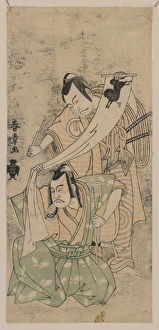 The actors Sawamura Sojuro in the role of Kudo Tsuketsune an The actors Sawamura Sojuro in the role of Kudo Tsuketsune an