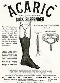 Advert for Acaric mens sock suspender 1898 Advert for Acaric mens sock suspender 1898