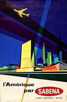 Advertisement for America via Sabena airlines Advertisement for America via Sabena airlines