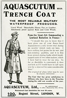 Advert for Aquascutum waterproof military coats 1916 Advert for Aquascutum waterproof military coats 1916