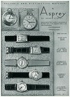 Advert for Asprey mens leather wrist watches 1938 Advert for Asprey mens leather wrist watches 1938