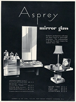 Advert for Asprey mirror glass bedroom furniture 1934 Advert for Asprey mirror glass bedroom furniture 1934