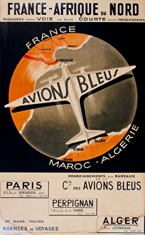 Advertisement, Avions Bleus, France to North Africa Advertisement, Avions Bleus, France to North Africa