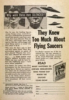 Advertisement for a book about flying saucers Advertisement for a book about flying saucers