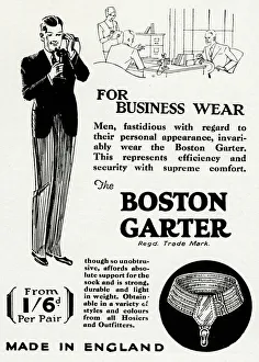 Advert for The Boston mens sock garter 1930 Advert for The Boston mens sock garter 1930