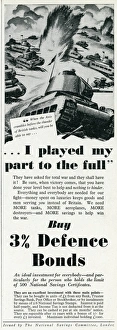 Advert for buying Defence Bonds in WW2 1941 Advert for buying Defence Bonds in WW2 1941