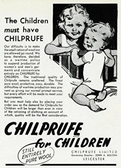 Advert for Chilprufe wool underwear for children 1941 Advert for Chilprufe wool underwear for children 1941