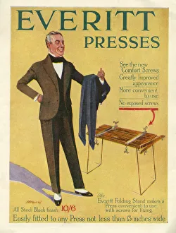Advertisement for Everitt trouser presses complete with new comfort screws Advertisement for Everitt trouser presses complete with new comfort screws