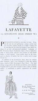 Advert for the fashion house of Lafayette, London, 1922 Advert for the fashion house of Lafayette, London, 1922