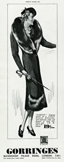 Advert for Gorringes womens dyed fox collar coat 1937 Advert for Gorringes womens dyed fox collar coat 1937