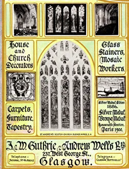 Advert, Guthrie & Wells, Stained Glass Windows, Glasgow Advert, Guthrie & Wells, Stained Glass Windows, Glasgow