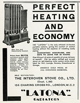 Advert for Latona radiators 1933 Advert for Latona radiators 1933