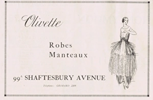 Advert for the London fashion house of Olivette, 1921 Advert for the London fashion house of Olivette, 1921