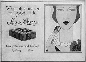 Advert for Louis Sherry French chocolate and Bon Bons, 1928 Advert for Louis Sherry French chocolate and Bon Bons, 1928