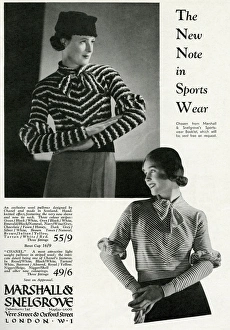 Advert for Marshall & Snelgrove fashionable stripes 1933 Advert for Marshall & Snelgrove fashionable stripes 1933