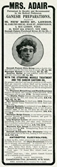Advert for Mrs. Adair, Genesh Patent chin strap 1905 Advert for Mrs. Adair, Genesh Patent chin strap 1905