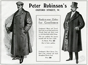 Advert for Peter Robinsons mens motor coats 1909 Advert for Peter Robinsons mens motor coats 1909