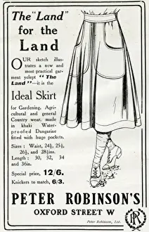 Agricultural Worker Costume Prints: Advert for Peter Robinsons practical garment