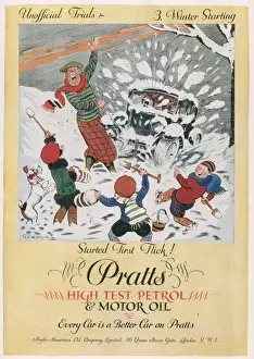 Advertisement for Pratts Petrol: A Wintery Scene Print