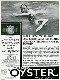 Advert for The Rolex Oyster waterproof wrist watch 1930 Advert for The Rolex Oyster waterproof wrist watch 1930