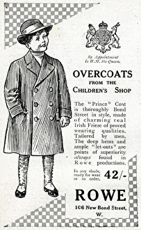 Advert for Rowe childrens overcoats 1914 Advert for Rowe childrens overcoats 1914