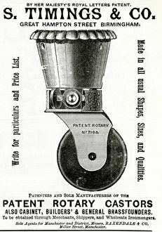 Advert for S. Timings & Co. patent rotary castors 1888 Advert for S. Timings & Co. patent rotary castors 1888