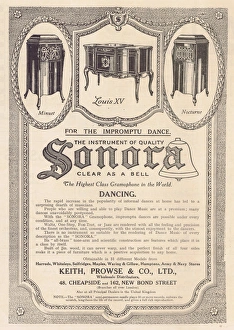 Advert for Sonora, high class gramophone, London 1921 Advert for Sonora, high class gramophone, London 1921