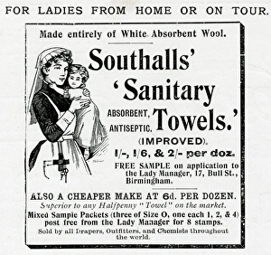 Advert for Southalls sanitary towels 1898 Advert for Southalls sanitary towels 1898