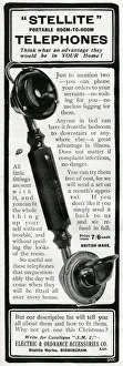 Advert for Stellite portable room to room telephone 1905 Advert for Stellite portable room to room telephone 1905