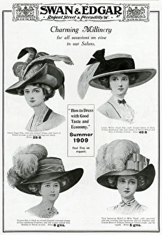 Advert for Swan & Edgars womens hats 1909 Advert for Swan & Edgars womens hats 1909
