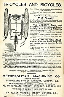 Advertisement, Tricycles and Bicycles Advertisement, Tricycles and Bicycles