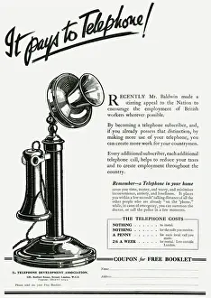 Money Prints: 1928 Print: 'It Pays to Telephone' Advert