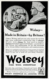 Advert for Wolsey pure wool underwear 1914 Advert for Wolsey pure wool underwear 1914