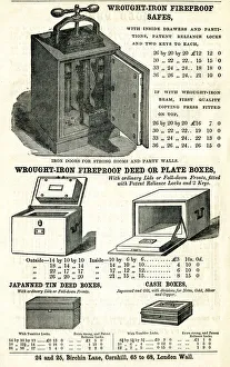 Advert, wrought-iron fireproof safes and deed boxes Advert, wrought-iron fireproof safes and deed boxes