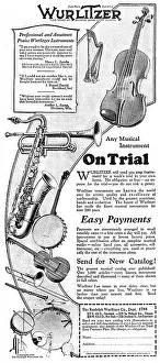 Advertisement for Wurlitzer musical instuments Advertisement for Wurlitzer musical instuments