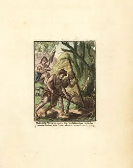 Adam and the skeleton of Death uprooting a tree Adam and the skeleton of Death uprooting a tree